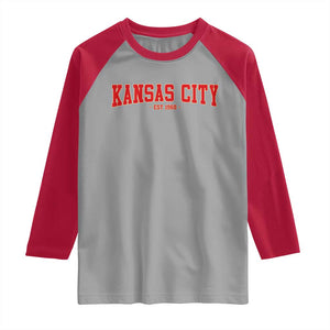 KC Game Day Raglan Shirt Retro Style 90s Vintage Unisex Varisty Football TS10 Sport Gray Red Print Your Wear