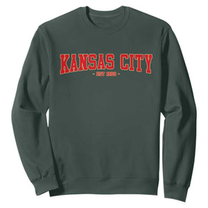 Kansas City Sweatshirt Retro Style 90s Vintage Unisex Varisty TS10 Dark Forest Green Print Your Wear