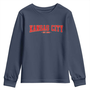 Kansas City Youth Sweatshirt Retro Style 90s Vintage Unisex Varisty TS10 Navy Print Your Wear