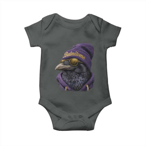 Baltimore Baby Onesie Vintage Maryland Edgar Allan Poe Raven Game Day TS10 Dark Heather Print Your Wear