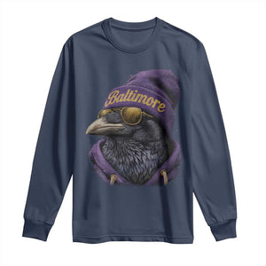 RF Football Lover Long Sleeve Shirt Vintage Maryland Edgar Allan Poe The Flock Game Day TS10 Navy Print Your Wear