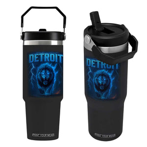 Retro Detroit Football Flip Straw Tumbler Love Lions Bootleg Vintage Rap Tee TS10 One Size: 30 oz Black Print Your Wear