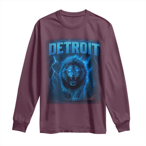 Retro Detroit Football Long Sleeve Shirt Love Lions Bootleg Vintage Rap Tee TS10 Maroon Print Your Wear
