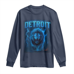 Retro Detroit Football Long Sleeve Shirt Love Lions Bootleg Vintage Rap Tee TS10 Navy Print Your Wear