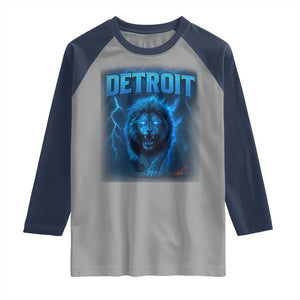 Retro Detroit Football Raglan Shirt Love Lions Bootleg Vintage Rap Tee TS10 Sport Gray Navy Print Your Wear