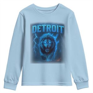 Retro Detroit Football Youth Sweatshirt Love Lions Bootleg Vintage Rap Tee TS10 Light Blue Print Your Wear