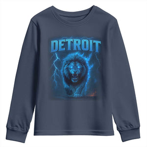 Retro Detroit Football Youth Sweatshirt Love Lions Bootleg Vintage Rap Tee TS10 Navy Print Your Wear