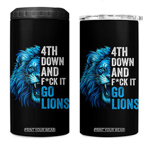 Go Lions 4 in 1 Can Cooler Tumbler Funny 4th Down F*ck It Blue Lion Fan TS10 One Size: 16 oz Black Print Your Wear
