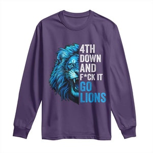 Go Lions Long Sleeve Shirt Funny 4th Down F*ck It Blue Lion Fan TS10 Purple Print Your Wear