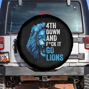 Go Lions Spare Tire Cover Funny 4th Down F*ck It Blue Lion Fan TS10 No hole Black Print Your Wear