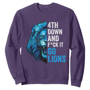 Go Lions Sweatshirt Funny 4th Down F*ck It Blue Lion Fan TS10 Purple Print Your Wear