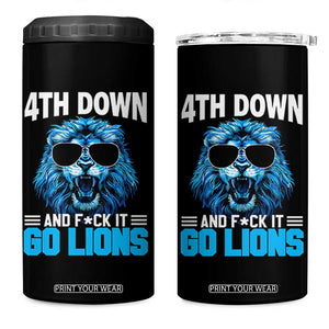 4th Down F*ck It Go Lions 4 in 1 Can Cooler Tumbler Funny Bold Game Day TS10 One Size: 16 oz Black Print Your Wear