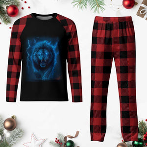 Vintage Classic Blue Lion Bootleg Graphic Plaid Pajama Set TS10 Buffalo Plaid Print Your Wear