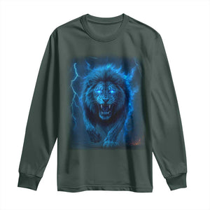 Vintage Classic Blue Lion Bootleg Graphic Long Sleeve Shirt TS10 Dark Forest Green Print Your Wear