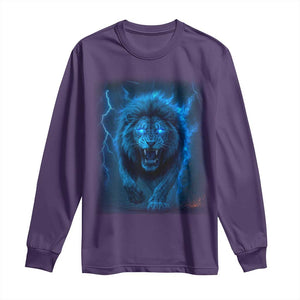 Vintage Classic Blue Lion Bootleg Graphic Long Sleeve Shirt TS10 Purple Print Your Wear
