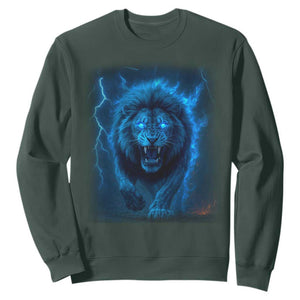 Vintage Classic Blue Lion Bootleg Graphic Sweatshirt TS10 Dark Forest Green Print Your Wear
