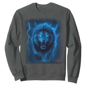 Vintage Classic Blue Lion Bootleg Graphic Sweatshirt TS10 Dark Heather Print Your Wear