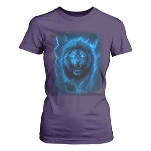 Vintage Classic Blue Lion Bootleg Graphic T Shirt For Women TS10 Purple Print Your Wear