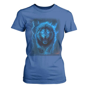 Vintage Classic Blue Lion Bootleg Graphic T Shirt For Women TS10 Royal Blue Print Your Wear