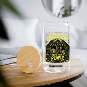 When Life Gives You Lemons Throw Them At People Glass Can Funny Skeleton Halloween Gothic Lemonade Graphic