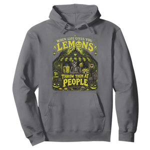 When Life Gives You Lemons Throw Them At People Hoodie Funny Skeleton Halloween Gothic Lemonade Graphic