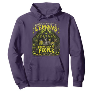 When Life Gives You Lemons Throw Them At People Hoodie Funny Skeleton Halloween Gothic Lemonade Graphic