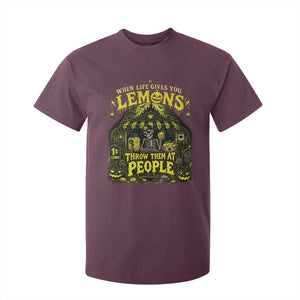 When Life Gives You Lemons Throw Them At People T Shirt For Kid Funny Skeleton Halloween Gothic Lemonade Graphic