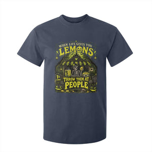When Life Gives You Lemons Throw Them At People T Shirt For Kid Funny Skeleton Halloween Gothic Lemonade Graphic
