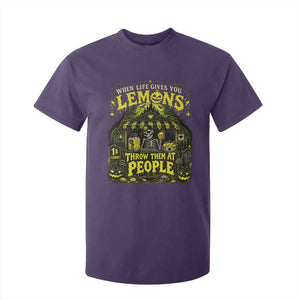 When Life Gives You Lemons Throw Them At People T Shirt For Kid Funny Skeleton Halloween Gothic Lemonade Graphic