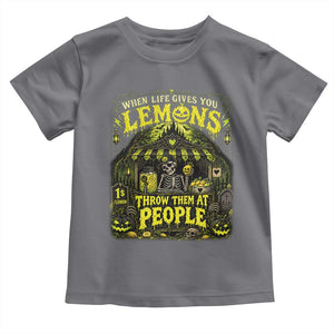 When Life Gives You Lemons Throw Them At People Toddler T Shirt Funny Skeleton Halloween Gothic Lemonade Graphic