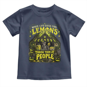 When Life Gives You Lemons Throw Them At People Toddler T Shirt Funny Skeleton Halloween Gothic Lemonade Graphic