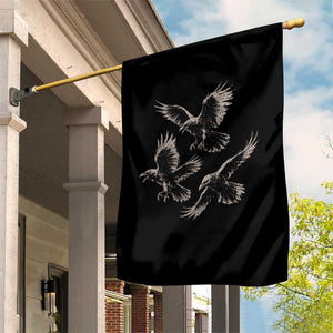 Flying Raven Crow Garden Flag Vintage Dark Academia Gothic Black Bird Graphic
