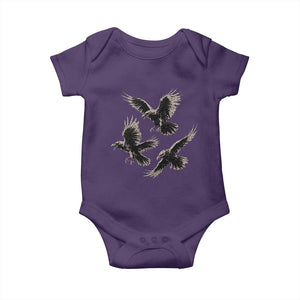 Flying Raven Crow Baby Onesie Vintage Dark Academia Gothic Black Bird Graphic