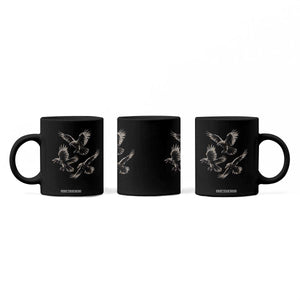 Flying Raven Crow Coffee Mug Vintage Dark Academia Gothic Black Bird Graphic