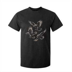 Flying Raven Crow T Shirt For Kid Vintage Dark Academia Gothic Black Bird Graphic