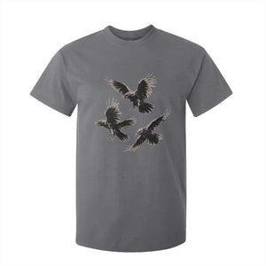 Flying Raven Crow T Shirt For Kid Vintage Dark Academia Gothic Black Bird Graphic