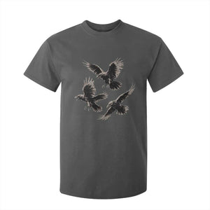 Flying Raven Crow T Shirt For Kid Vintage Dark Academia Gothic Black Bird Graphic