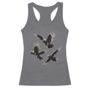 Flying Raven Crow Racerback Tank Top Vintage Dark Academia Gothic Black Bird Graphic
