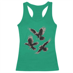 Flying Raven Crow Racerback Tank Top Vintage Dark Academia Gothic Black Bird Graphic