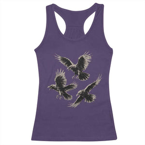 Flying Raven Crow Racerback Tank Top Vintage Dark Academia Gothic Black Bird Graphic
