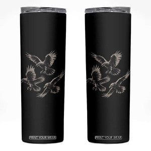 Flying Raven Crow Skinny Tumbler Vintage Dark Academia Gothic Black Bird Graphic