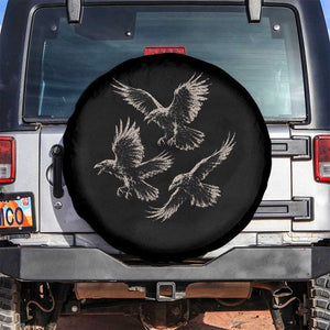 Flying Raven Crow Spare Tire Cover Vintage Dark Academia Gothic Black Bird Graphic