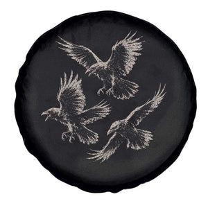 Flying Raven Crow Spare Tire Cover Vintage Dark Academia Gothic Black Bird Graphic