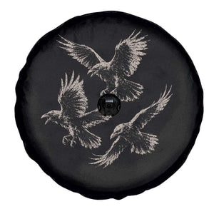 Flying Raven Crow Spare Tire Cover Vintage Dark Academia Gothic Black Bird Graphic