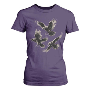 Flying Raven Crow T Shirt For Women Vintage Dark Academia Gothic Black Bird Graphic