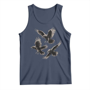 Flying Raven Crow Tank Top Vintage Dark Academia Gothic Black Bird Graphic