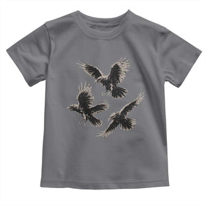Flying Raven Crow Toddler T Shirt Vintage Dark Academia Gothic Black Bird Graphic
