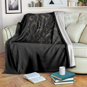 Flying Raven Crow Throw Blanket Black Bird Gothic Occult Cyber Y2K Dark Academia Ravens Graphic
