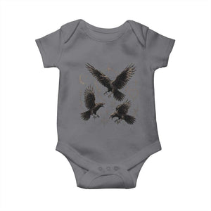 Flying Raven Crow Baby Onesie Black Bird Gothic Occult Cyber Y2K Dark Academia Ravens Graphic