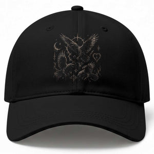 Flying Raven Crow Baseball Cap Black Bird Gothic Occult Cyber Y2K Dark Academia Ravens Graphic